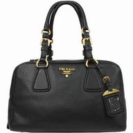 Prada Saffiano Calfskin Triangle Logo Boston Bag Black PB3091MU