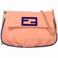 FENDI Fendista Calfskin Mini Chain Bag Pink Orange/Gray F1548668
