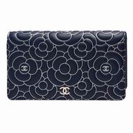 Chanel Classic CC Logo Camellia Calfskin Wallet Blue/Silvery C6112107