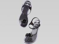 2013 Chanel Double C Camellia Strappy Sandals In Black A46899