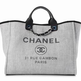 Chanel Woven Straw Raffia Large Deauville Grand Cabas Grey A66942GRBL