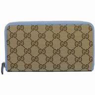 Gucci Classic GG Logo Canvas Calfskin Zipper Wallet Bag In Blue G6111517