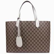 Gucci Calfskin Two Sided Tote Bag In Khaki White G3685689