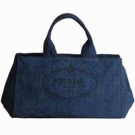 Prada Tessuto Denim Embroid Logo HandBag Deep Blue(Large) P354125