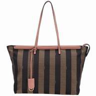 Fendi Pequin Hobo Canvas Calfskin Handle/Shoulder Stripe Bag Pink F5710199