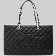CHANEL Caviar Large Grand Shopper Tote Bag Black(Silver) A58727
