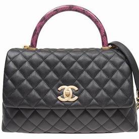 Chanel Black Cowhide Gold Hardware Coco Lizard Handle Bag A92991CBLKPLIZ