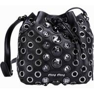 Miu Miu Vele Mini Jewel Embellished Bucket Bag Black RT0559 2E8Q F0002