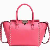 Valentino Rockstud Calfskin Small Handbag Hot Pink VA57222