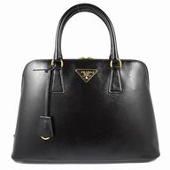 Prada Classic Triangle Logo Scratch Resistant Calfskin Handbag Black P61111608