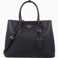 Prada Saffiano Cuir Large Double Tote Bag Black B2756T-2A4A-F0002