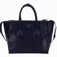 Prada Glace Calfskin Triangle Logo Handhand Dark Blue P467435