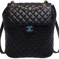 Chanel Large Black Lambskin Gold Chain Backpack A91121F-GOLD