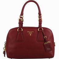 Prada Saffiano Calfskin Triangle Logo Boston Bag Dark Red BN59323