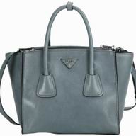 Prada Glace Shiny Calfskin Triangle Logo Medium Bag Gray P537985