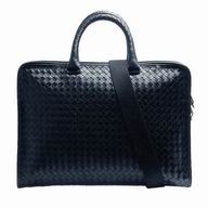 Bottega Veneta Classic Calfskin Leather Woven Briefcase Dark Blue B5908364