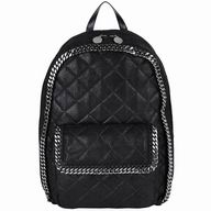 Stella McCartney Falabella Quilted Backpack Black Silver Chain S864605
