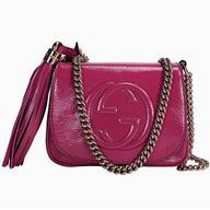 Gucci Soho GG Calfskin Patent Leather Bag Peach Red G509811