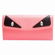 FENDI Monster Crayons Eye Cowhide Leather Wallets Candy Pink F1548721