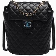Chanel Black Lambskin Gold Chain Backpack A91121G-Black