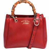 Gucci Bamboo Calfskin Handle Bag In Red G59640