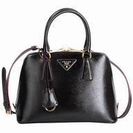 Prada Lux Saffiano Classic Triangle Logo Cowhide Handle/Shoulder Bag Black PR61017007