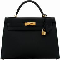 Hermes Kelly 32cm 89 Black Epsom Leather Gold Hardware Handbag HK1032EGO
