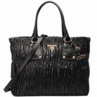 Prada Nappa Gaufre Lambskin Shopping Tote Bag In Black P369090