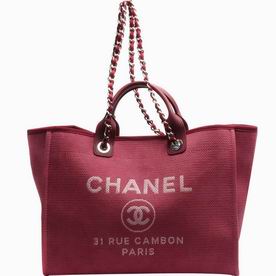 Chanel Red Denim Canvas Silver Large Toile Shopping Bag A66941RE