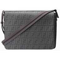 FENDI Classic FF Logo PVC Messenger Bag In Gray FE484145