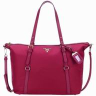 Prada 2013 Nylon/Calfskin Shopping Bag Rose Red P467236