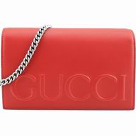 Gucci Emboss Logo Cowhide XL Shoudbag In Poppy GU418B55