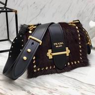 Prada Cahier Calf Leather Bag Coffee Black P7091806
