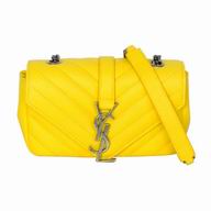 YSL Saint Laurent Monogram YSL Logo Calfskin Mini Bag Lemon Yellow Y6113005