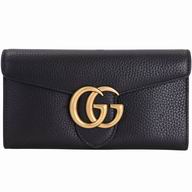 Gucci GG Marmont Caviar Calfskin Wellets In Black G7040806
