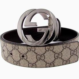 Gucci Classic Canvas Silver Buckle Belt Khaki G5129437