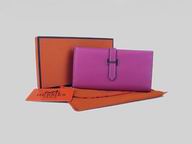 Hermes Dogon Clemence Leather Wallet Peach Red H0005G