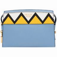 Prada Esplanade Calf/Saffiano Leather Shoulder Bag Blue P1BH0491