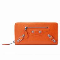 Balenciaga Money Lambskin Silvery Hardware Wallets Orange B2055145