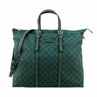 Gucci Nylon Tote Hand/Shoulder Bag In Black Green G6122502