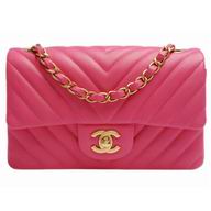 Chanel Lambskin Chevron Mini Coco Bag Hot Pink Gold A59222