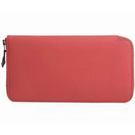 Hermes Silk in Epsom Leather Long Wallet Silvery Hardware Pink H56880