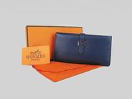 Hermes Dogon Clemence Leather Wallet Deep Blue H0005D