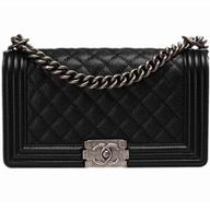 Chanel Caviar Anti-silver Chain 25cm Boy Bag Black A531882