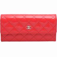 Chanel Patent Lambskin Silver CC 3Layers Long Wallet Red C969583