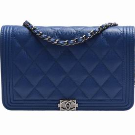 Chanel Caviar Leather Gold Chain Woc Bag Blue A837B7