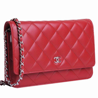 Chanel Lambskin Silver Chain Woc Bag In Red A33814HYL