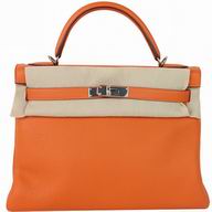 Hermes Kelly 32cm Orange Togo Leather Palladium Hardware Handbag HK1032CSJ