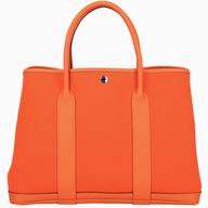 Hermes Garden Party Orange Canvas Leather Trim Silver Hardware Bag HB8867C