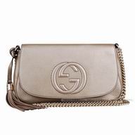 Gucci Soho Disco Caviar Calfskin Bag In Bronze Silver G5232278